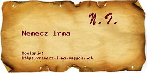 Nemecz Irma névjegykártya